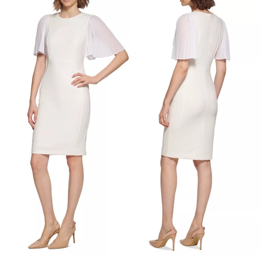 Calvin Klein Midi Dress with Pleated Sleeves